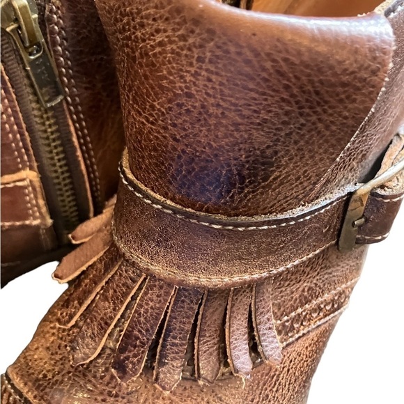 Bed Stu Leather Dipper Ankle Bootie Rust Fringe Size 6 - Picture 7 of 10